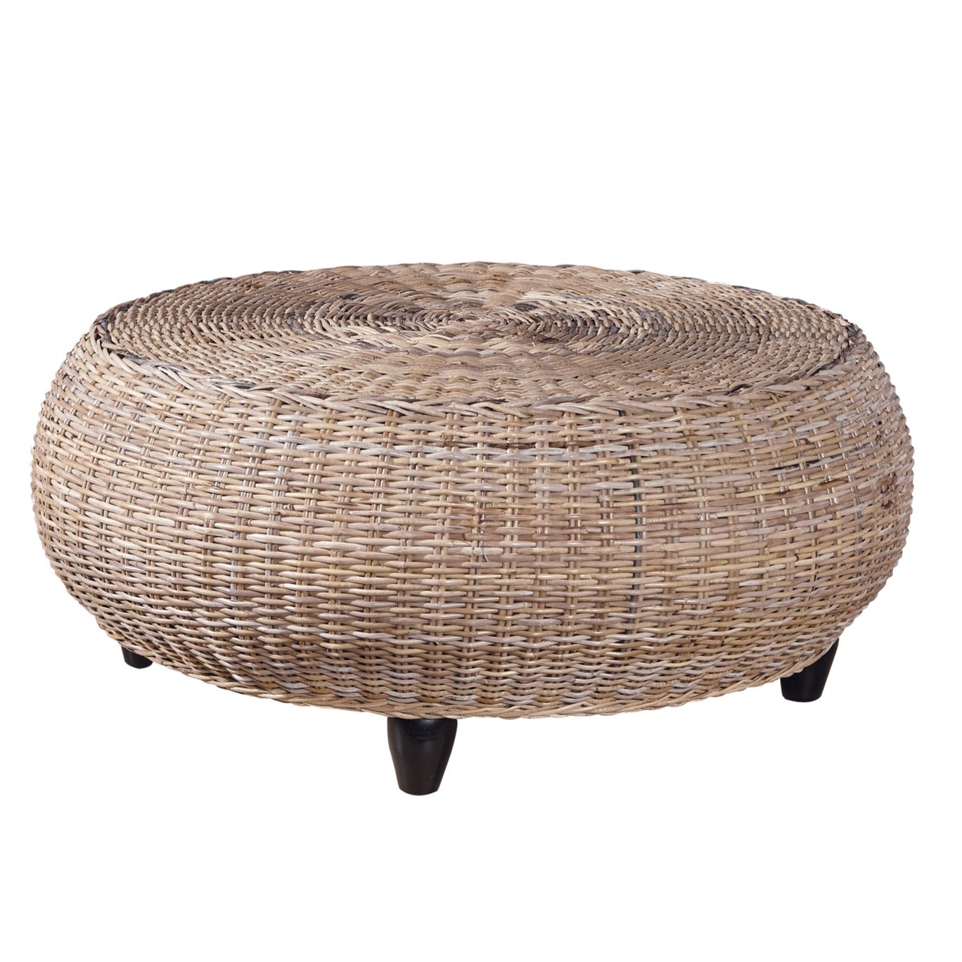 Ottoman - Questo grande pouf in rattan, caratterizzato da un morbido color legno chiaro e piedini in mogano, è perfetto per aggiungere un posto a sedere in più o come ripiano a qualsiasi ambiente, aggiungendo