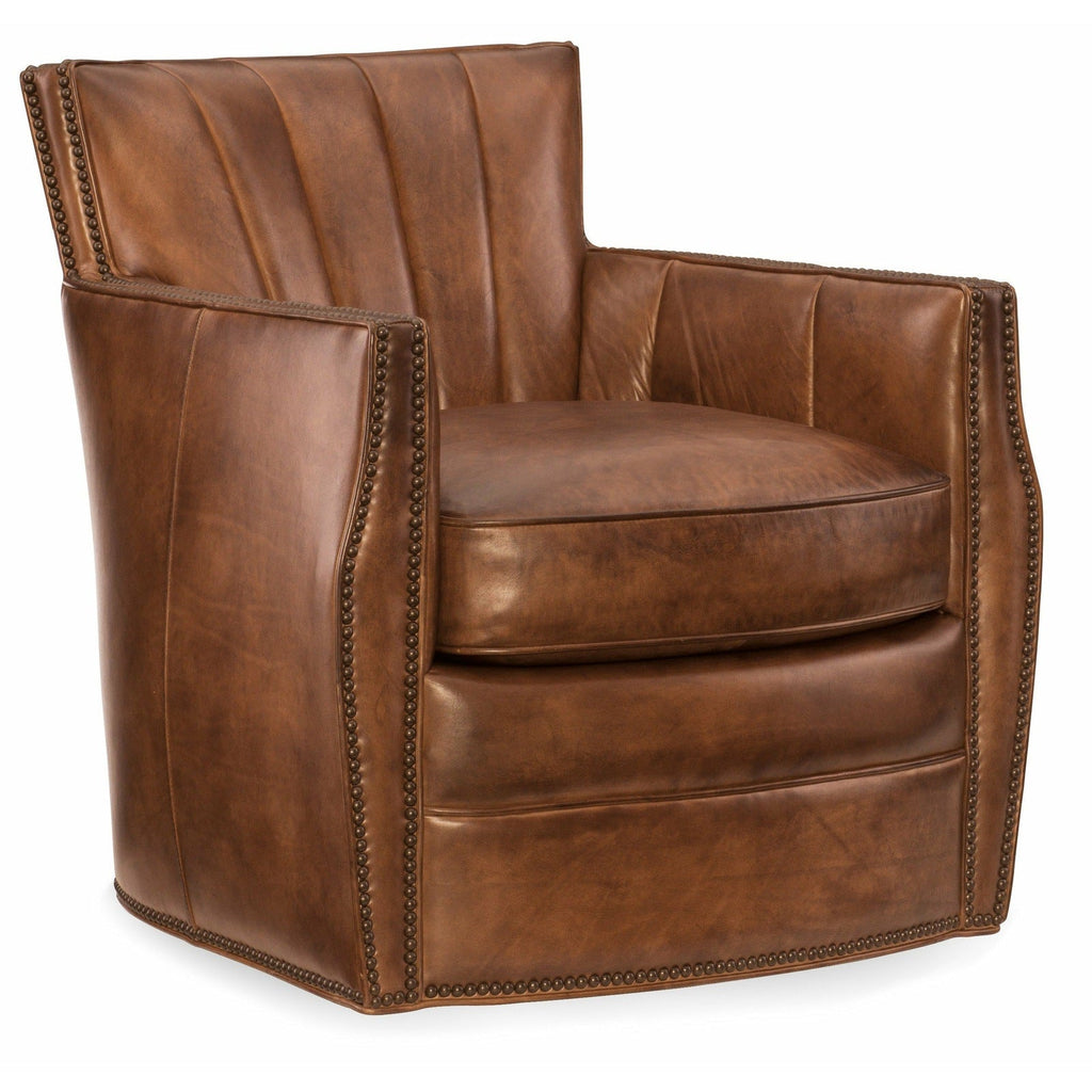 Poltrona girevole a club - Misure 76 cm L x 84 cm P x 80 cm A, movimento 086, pelle - La nostra splendida poltrona, caratterizzata da uno schienale a ventaglio con scanalature verticali o