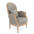 Poltrona in lino - La nostra presenta una silhouette a pozzetto in stile rustico, con rivestimento e una struttura in rovere calce, perfetta per aggiungere stile e comfort.