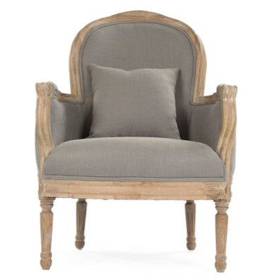 Poltrona in lino - La nostra presenta una silhouette a pozzetto in stile rustico, con rivestimento e una struttura in rovere calce, perfetta per aggiungere stile e comfort.