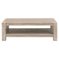 Tavolino da salotto - Questo bellissimo tavolino in legno di faggio sbiancato grigio e bianco, dotato di una mensola inferiore, è perfetto per aggiungere stile con il suo fascino rustico e moderno.