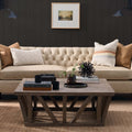Tavolino quadrato da cocktail - Misure 117 cm L x 117 cm P x 43 cm H Finitura: marrone medio Materiale: Legno Caratteristiche: Design a cornice aperta, Piedini regolabili