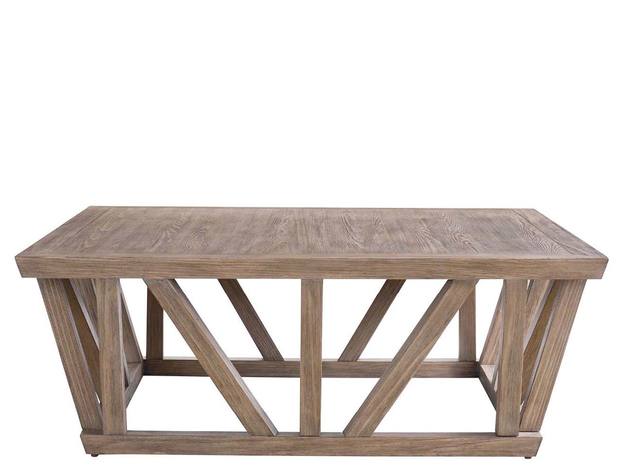 Tavolino quadrato da cocktail - Misure 117 cm L x 117 cm P x 43 cm H Finitura: marrone medio Materiale: Legno Caratteristiche: Design a cornice aperta, Piedini regolabili